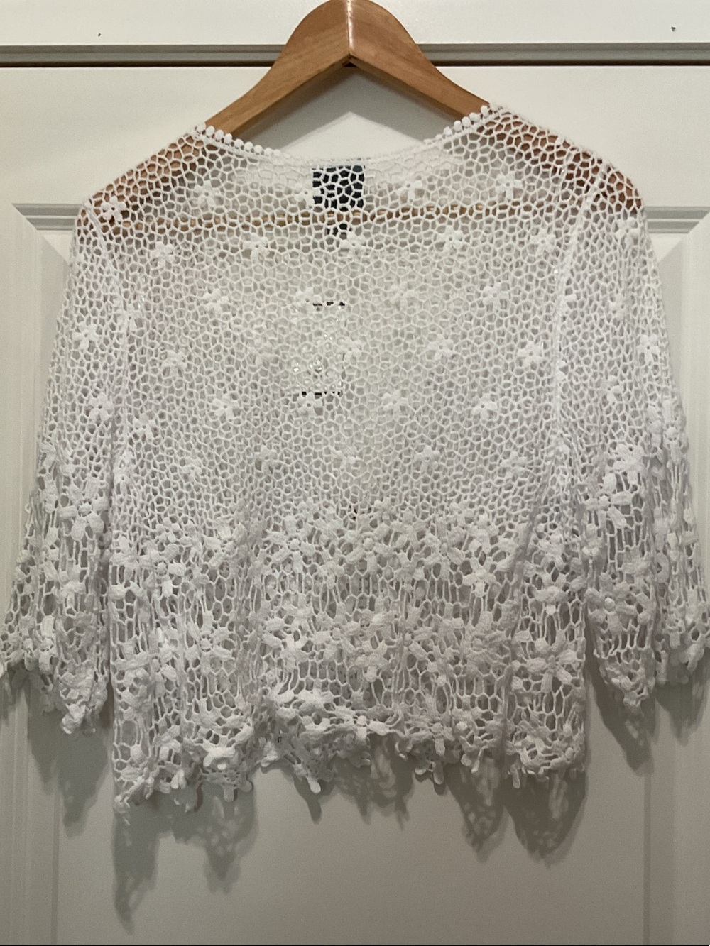 Rabbit Rabbit Rabbit White Crochet Swim Coverup Cardigan - Picture 4 of 6